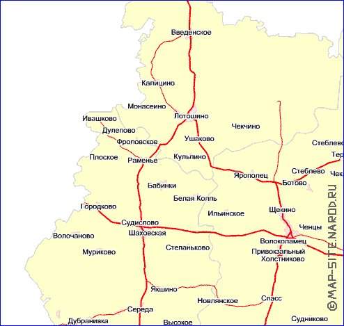 Transport carte de Oblast de Moscou