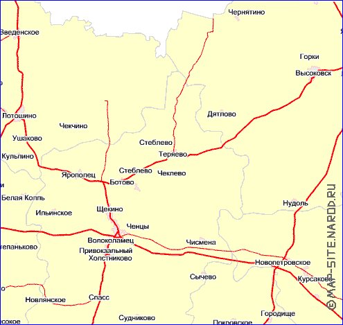 Transport carte de Oblast de Moscou