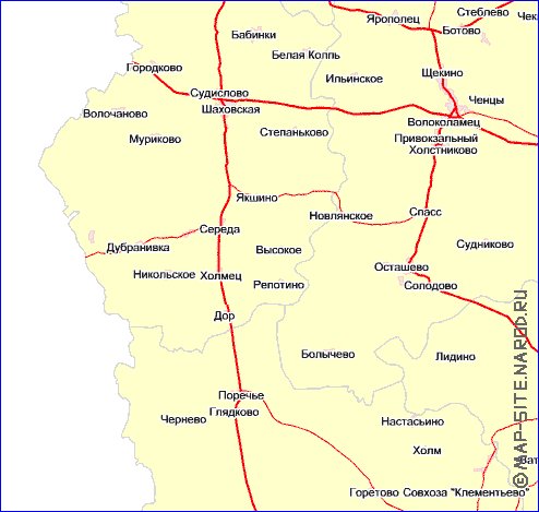 Transport carte de Oblast de Moscou