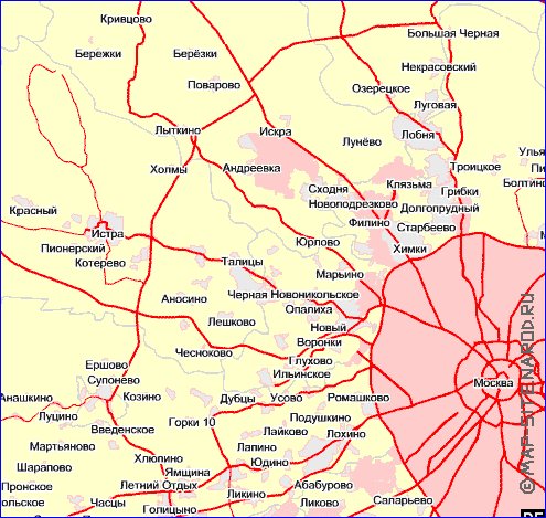 Transporte mapa de Oblast de Moscou