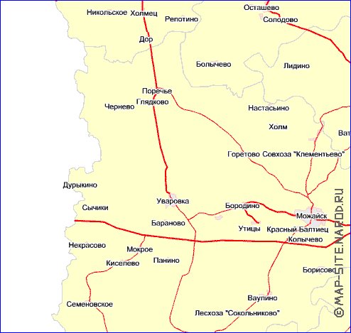 Transport carte de Oblast de Moscou