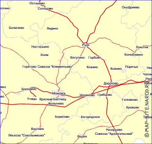 Transport carte de Oblast de Moscou