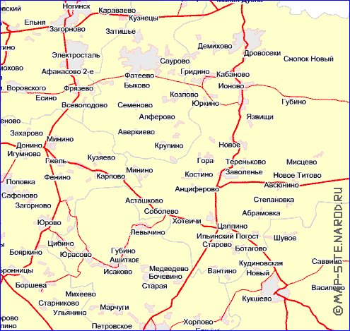 Transport carte de Oblast de Moscou