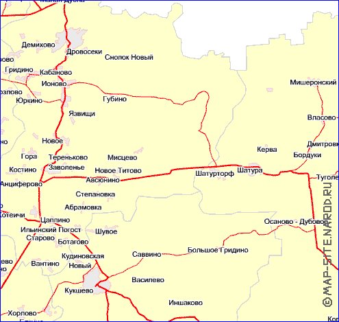 Transport carte de Oblast de Moscou