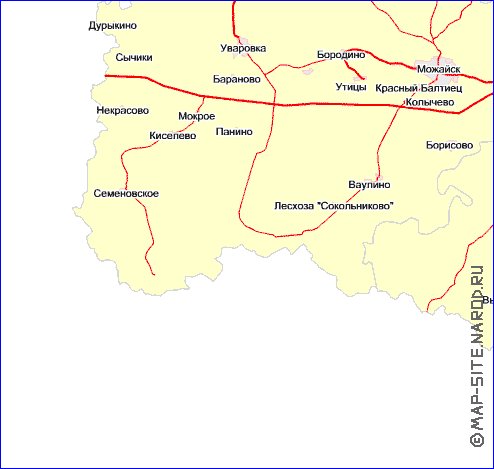 Transport carte de Oblast de Moscou