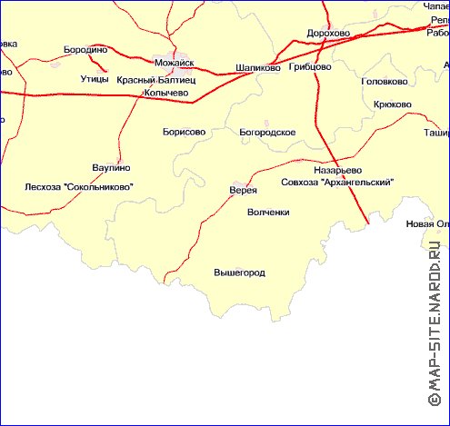 Transport carte de Oblast de Moscou