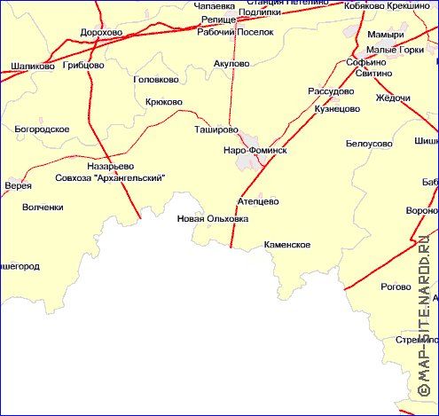 Transport carte de Oblast de Moscou