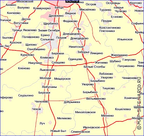 Transporte mapa de Oblast de Moscou