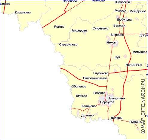 Transport carte de Oblast de Moscou