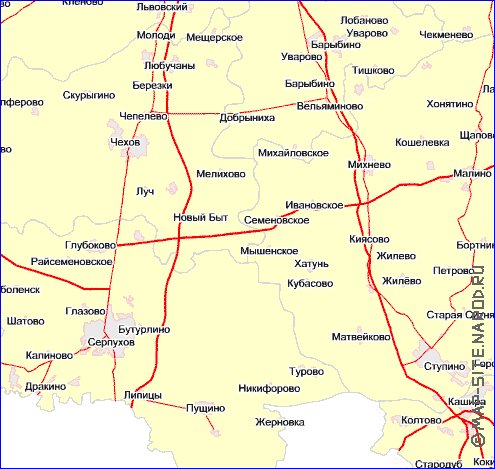 Transport carte de Oblast de Moscou