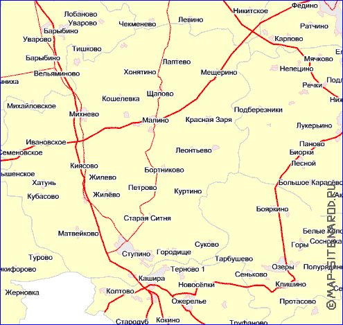 Transport carte de Oblast de Moscou