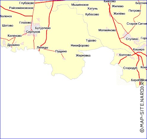 Transport carte de Oblast de Moscou