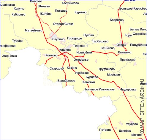 Transport carte de Oblast de Moscou