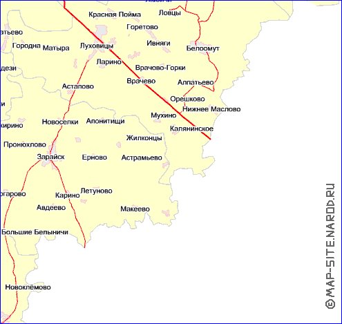 Transport carte de Oblast de Moscou