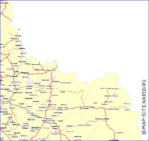 Transport carte de Oblast de Moscou