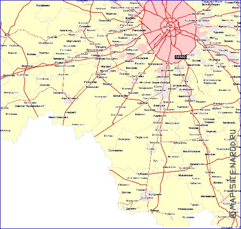 Transport carte de Oblast de Moscou