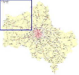 Transport carte de Oblast de Moscou