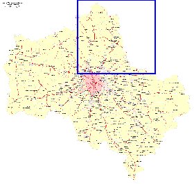 Transport carte de Oblast de Moscou