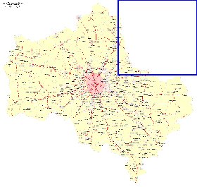 Transport carte de Oblast de Moscou