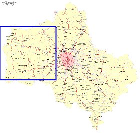 Transport carte de Oblast de Moscou