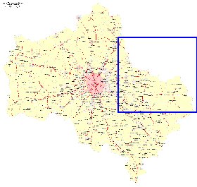 Transport carte de Oblast de Moscou