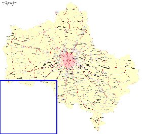 Transport carte de Oblast de Moscou