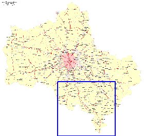 Transport carte de Oblast de Moscou