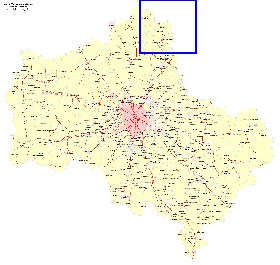 Transport carte de Oblast de Moscou