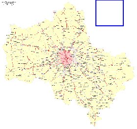 Transport carte de Oblast de Moscou