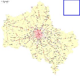 Transport carte de Oblast de Moscou