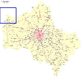 Transport carte de Oblast de Moscou