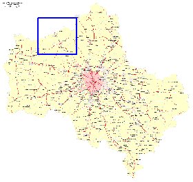 Transporte mapa de Oblast de Moscou