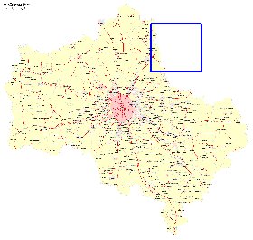 Transport carte de Oblast de Moscou