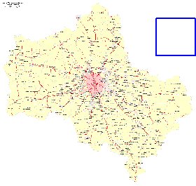 Transport carte de Oblast de Moscou