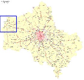 Transport carte de Oblast de Moscou