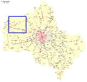 Transport carte de Oblast de Moscou