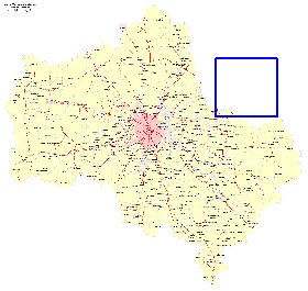 Transport carte de Oblast de Moscou