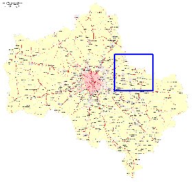 Transport carte de Oblast de Moscou