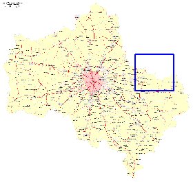 Transport carte de Oblast de Moscou