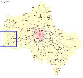 Transport carte de Oblast de Moscou