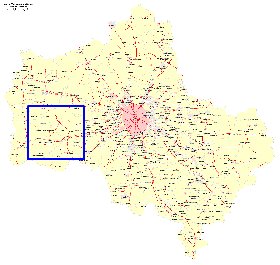 Transport carte de Oblast de Moscou