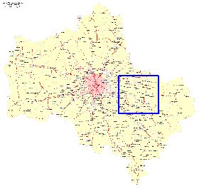 Transport carte de Oblast de Moscou