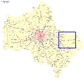 Transport carte de Oblast de Moscou