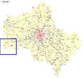 Transport carte de Oblast de Moscou