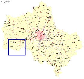 Transport carte de Oblast de Moscou