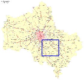 Transport carte de Oblast de Moscou