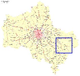 Transport carte de Oblast de Moscou