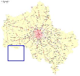 Transport carte de Oblast de Moscou