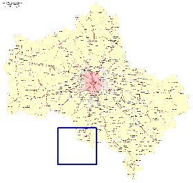 Transport carte de Oblast de Moscou