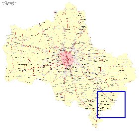 Transport carte de Oblast de Moscou